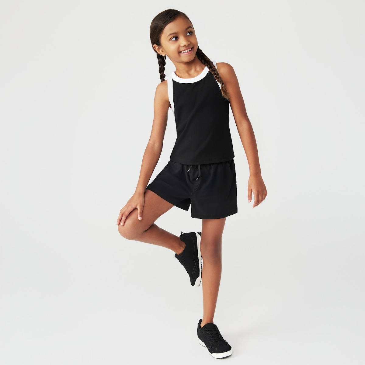 Kid Girls' Cotton Rib Active Tank - Jf Black