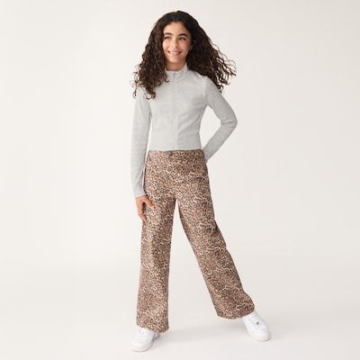 Tween Girls' Zip Up Long Sleeve Top - Pale Grey