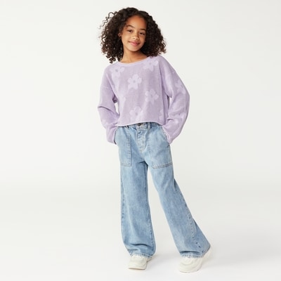 Kid Girls' Open Knit Sweater - Pastel Lilac