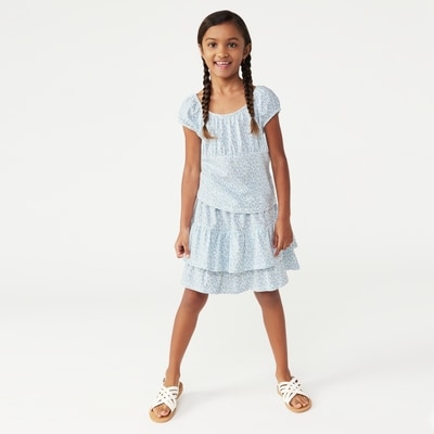 Kid Girls' Printed Puff Sleeve T-Shirt - Dusty Blue