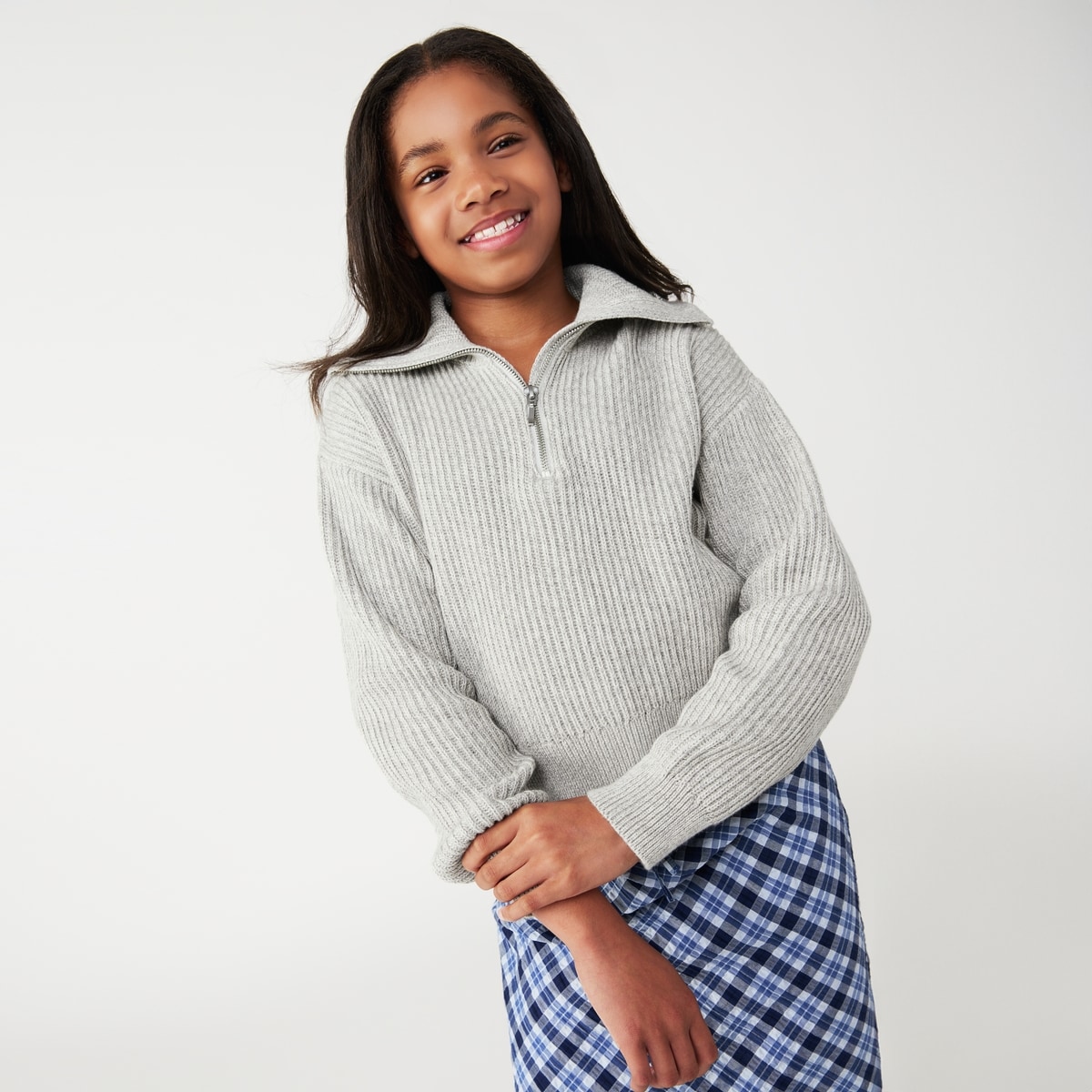 Chandail en tricot  fermeture clair un quart