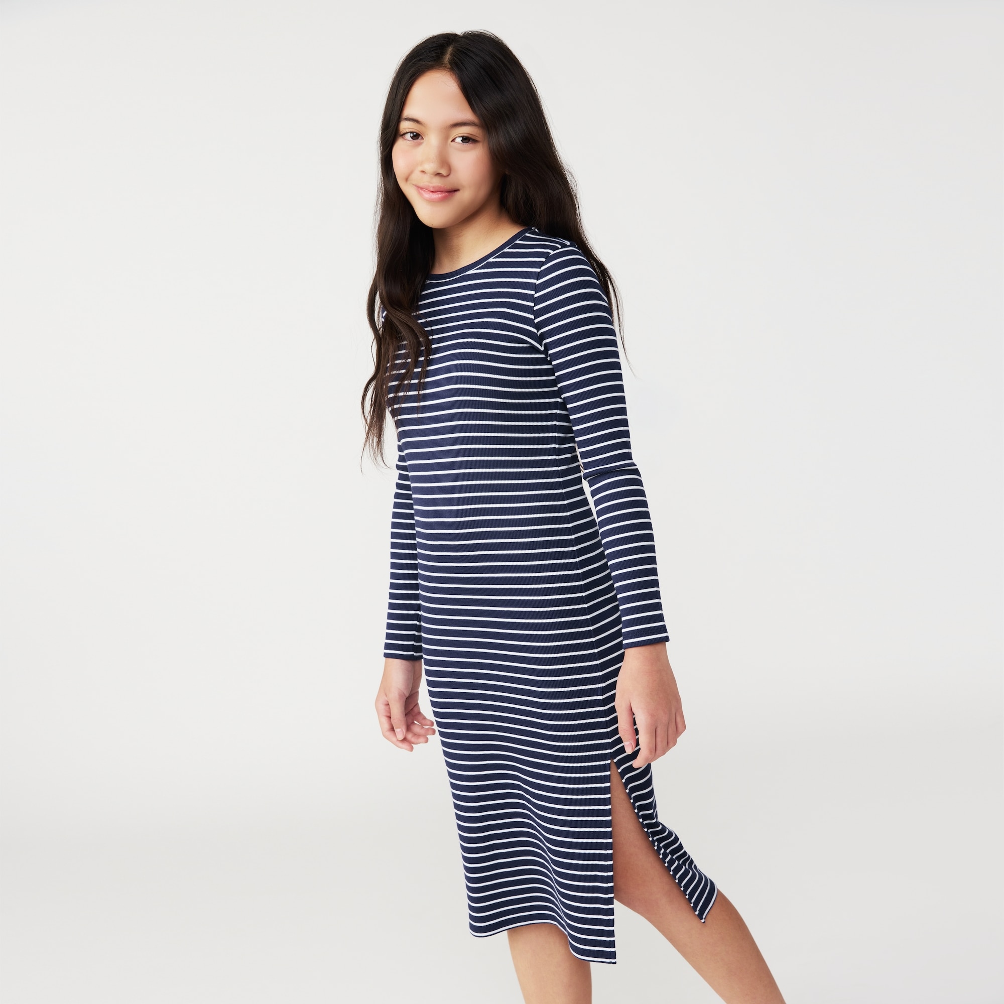 Tween Girls' Ribbed Midi Dress in Navy from Joe Fresh