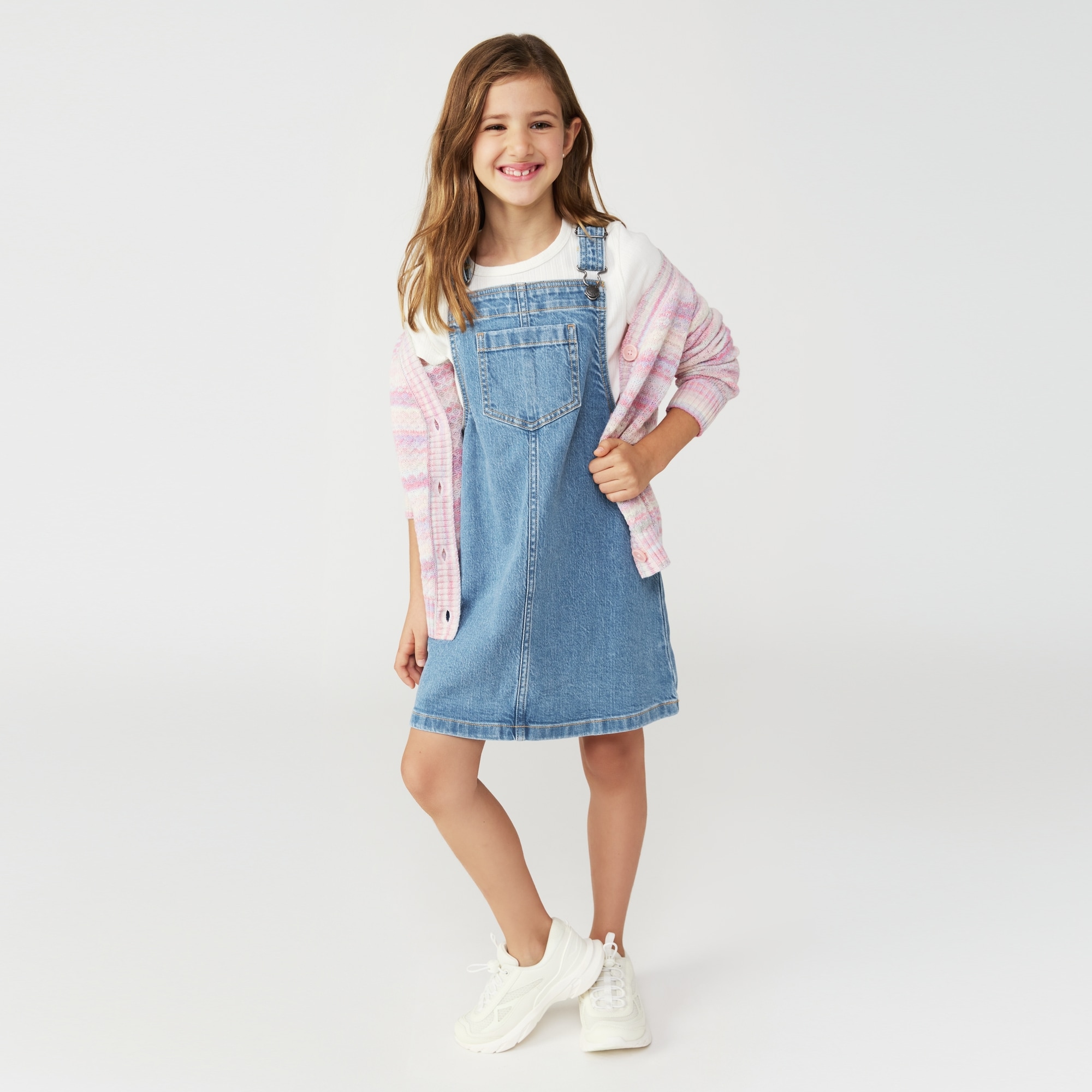 Kid Girls' Denim Pinafore in Medium Wash from Joe Fresh