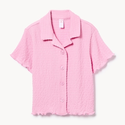Kid Girls' Crinkled Jersey Button-Up - Lavender