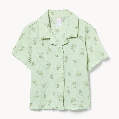 Haut boutonné en jersey froissé pour filles - VERT POUSSIEREUX