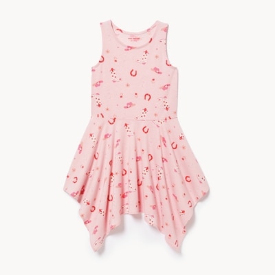 Kid Girls' Printed Handkerchief Hem Dress - Pink