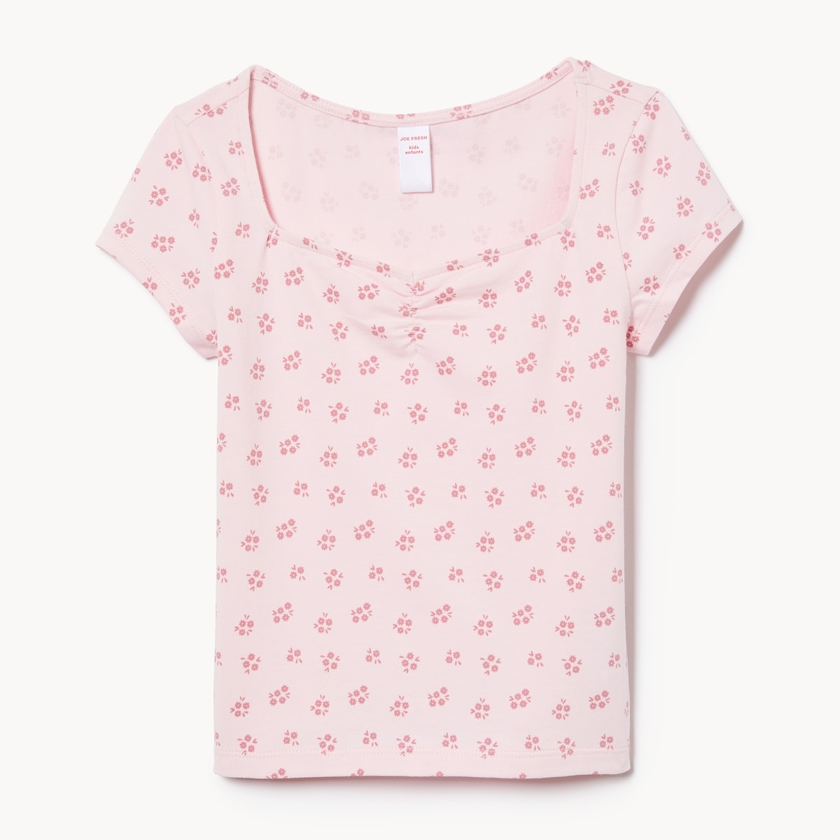 Tween Girls' Ruched Jersey T-Shirt - Pale Pink