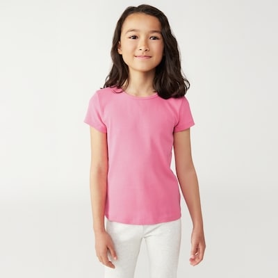 Kid Girls' Ribbed T-Shirt - Light Fuchsia