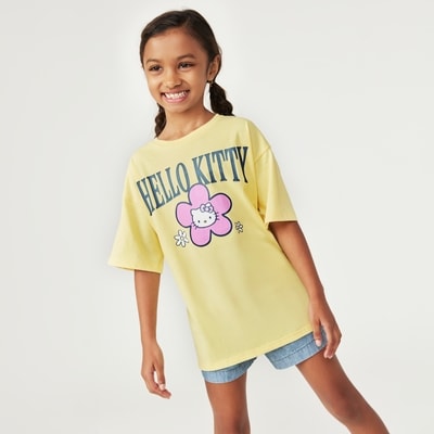 T-shirt surdimensionné Hello Kitty, filles - Jaune Pâle