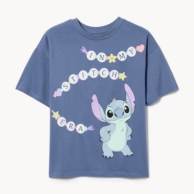 Kid Girls' Disney Stitch Oversized T-Shirt - Blue