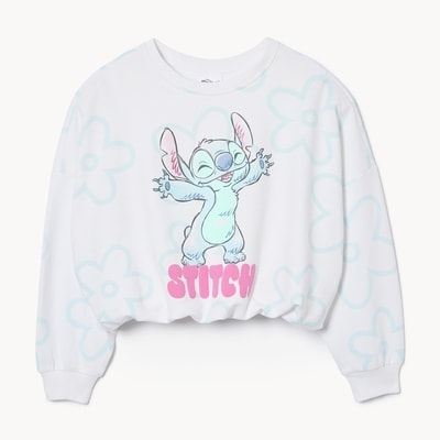 Chandail en molleton surdimensionné Stitch, filles - Blanc pur