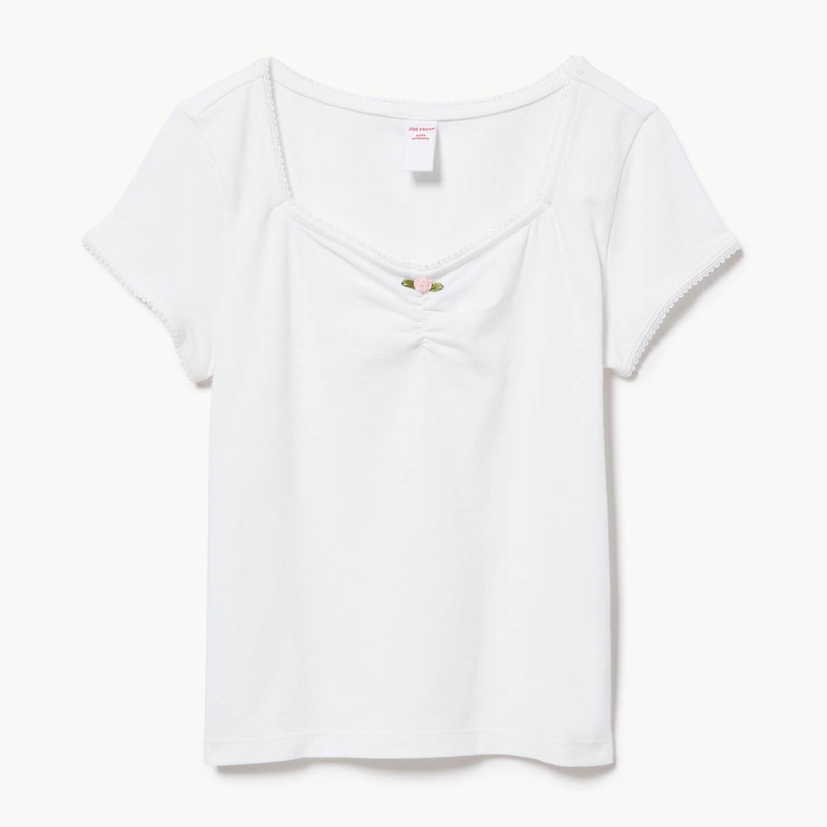 Tween Girls' Ruched Jersey T-Shirt - Bright White