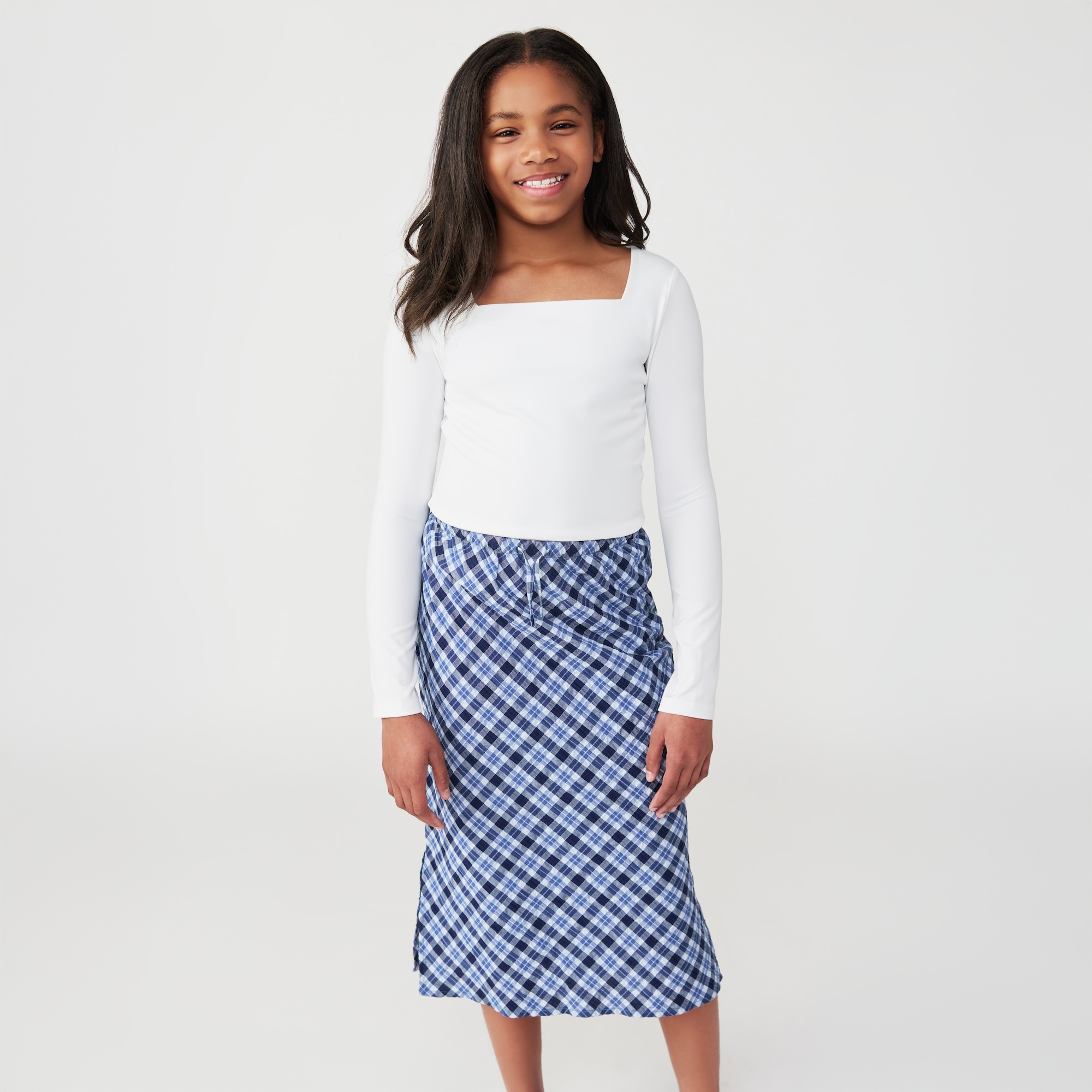 Tween Girls' Square Neck Long Sleeve in Bright White from Joe Fresh