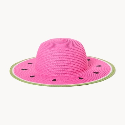 Kid Girls' Watermelon Straw Hat - Bright Pink