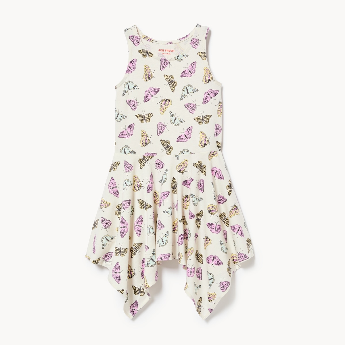 Kid Girls' Printed Handkerchief Hem Dress - Off White