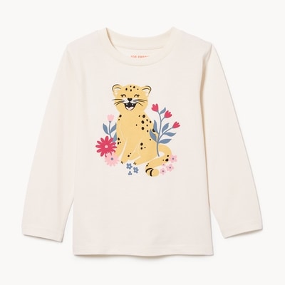 Toddler Girls' Graphic Long Sleeve Top - Off White