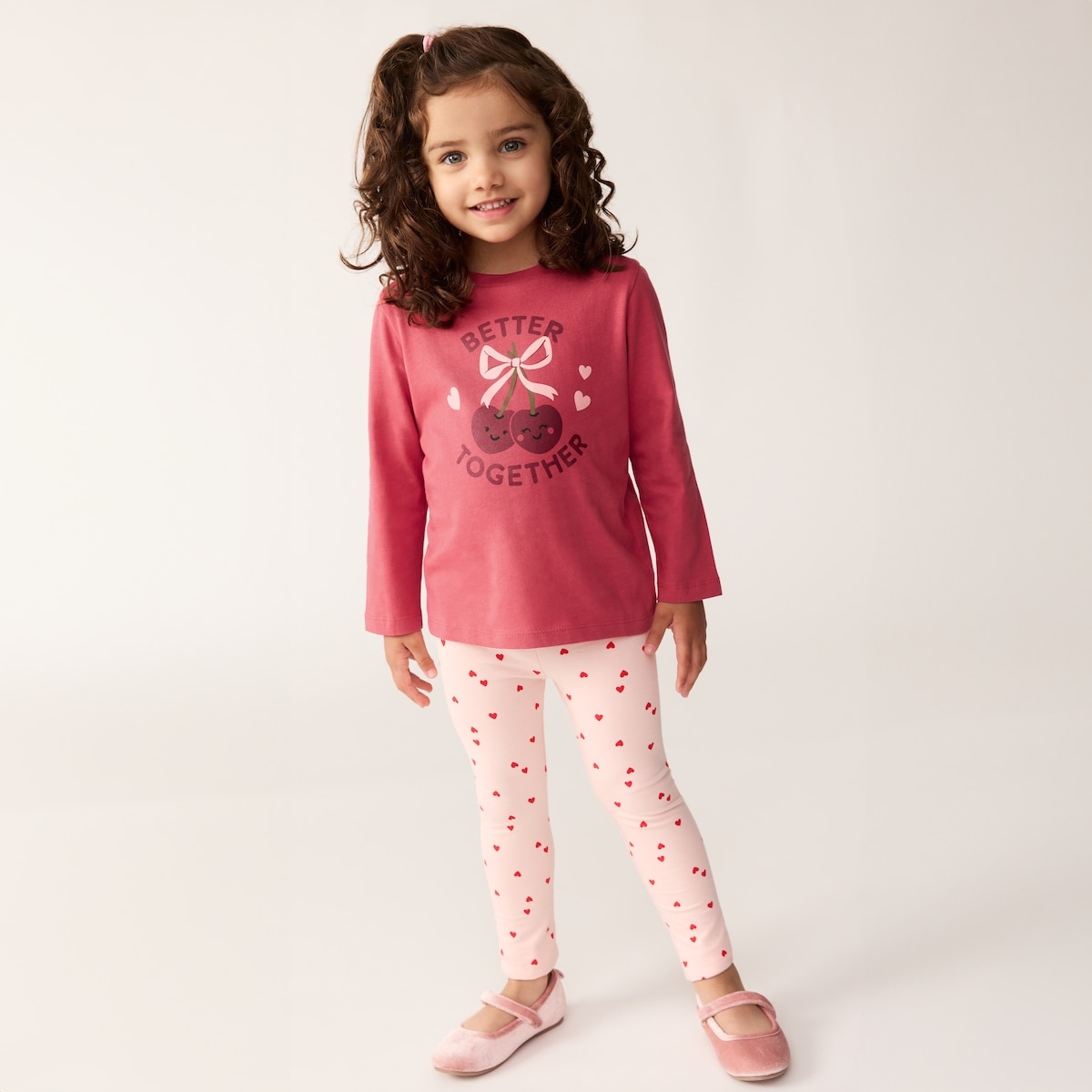 Haut imprim manches longues pour petites filles - Roses