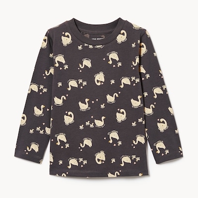 Toddler Girls' Printed Long Sleeve - Charcoal