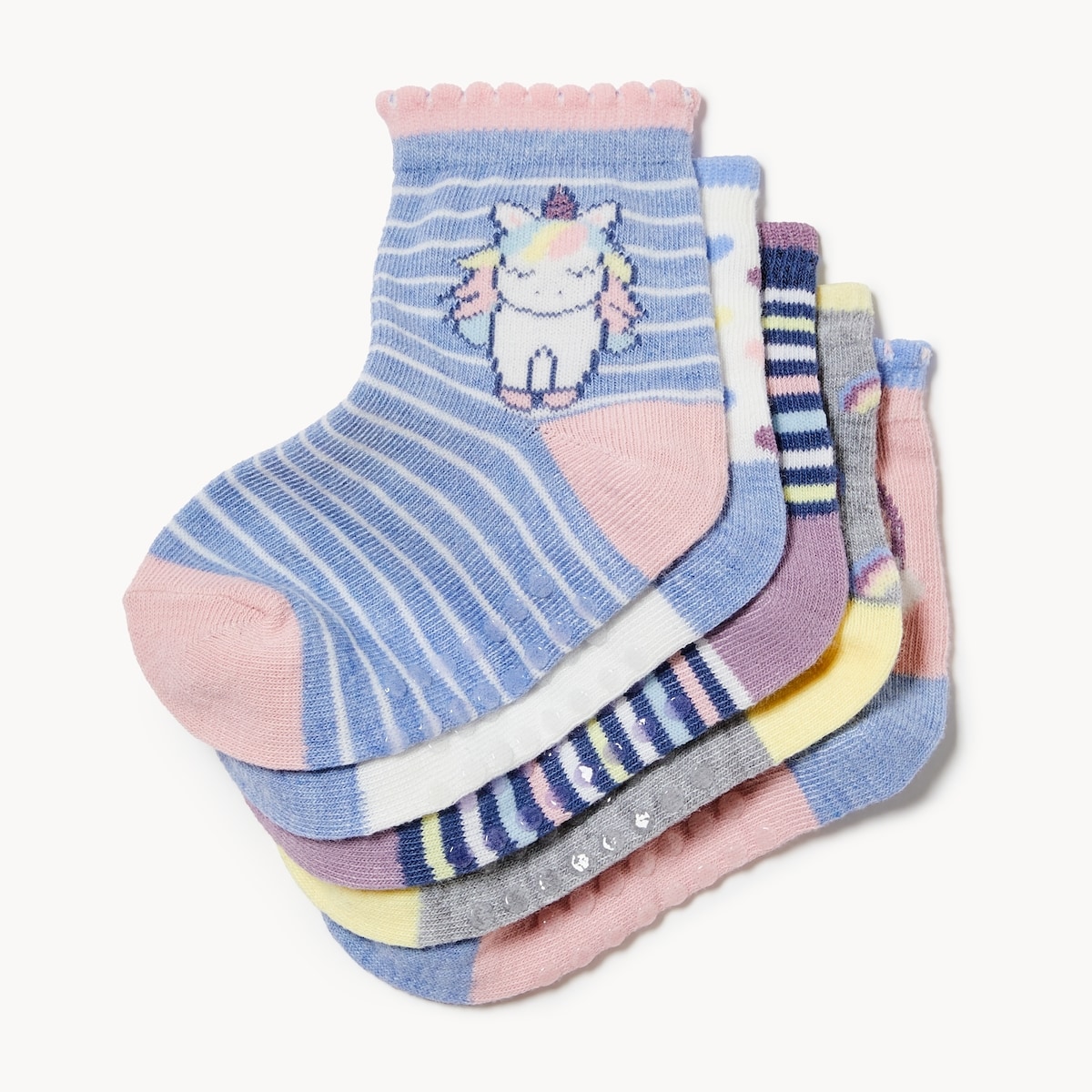 Toddler Girls' 5-Pack Quarter-Crew Socks - Grey