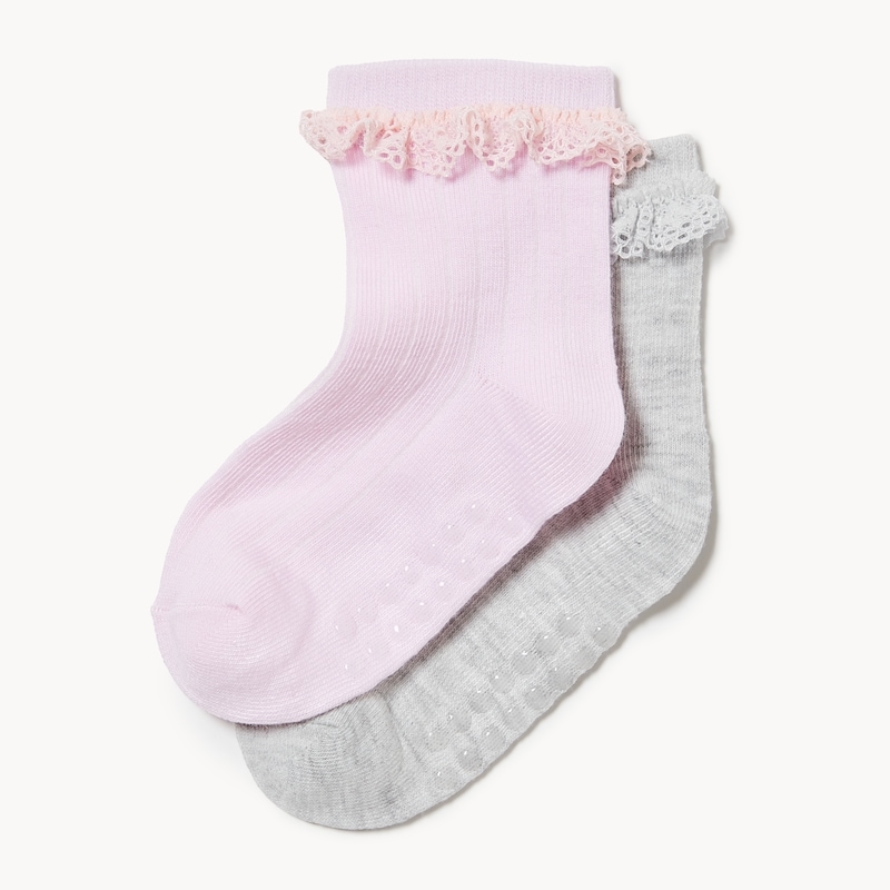 Toddler Girls' 2-Pack Lace Trim Socks