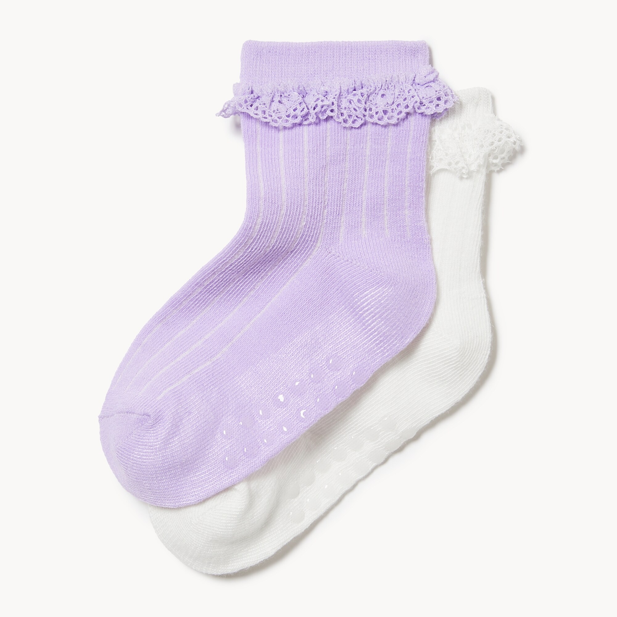 Ens. 2 paires de chaussettes à bordure en dentelle