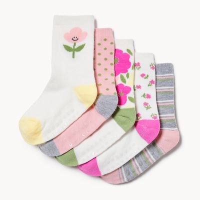 Toddler Girls' 5-Pack Crew Socks - Pink