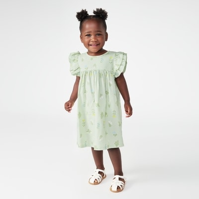 Robe florale à volants pour petites filles - Vert pâle