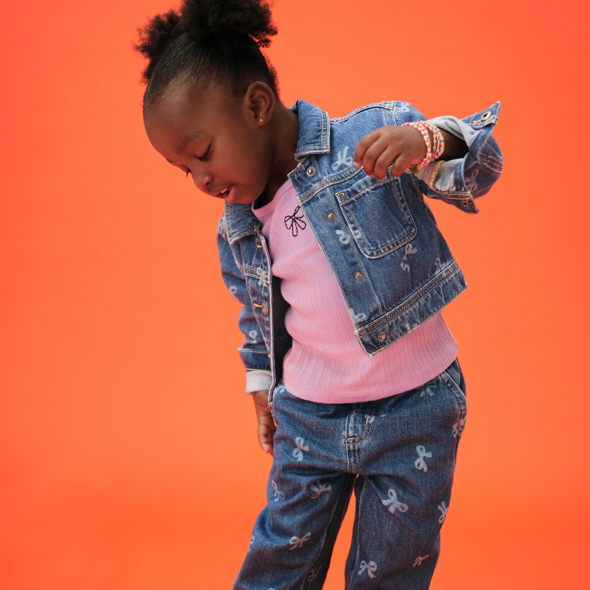 Jean imprimé en denim pour petites filles