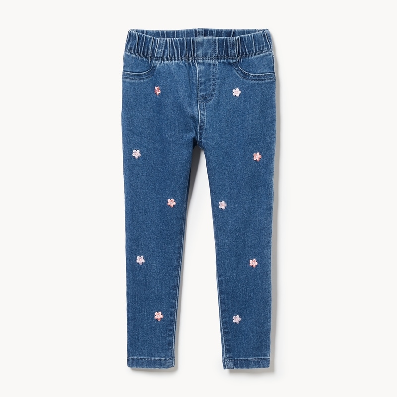 Toddler Girls' Denim Embroidered Jegging