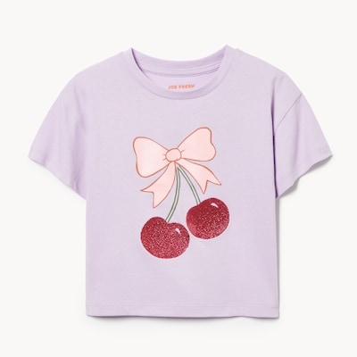 T-shirt court imprimé pour petites filles - Lilas Pastel