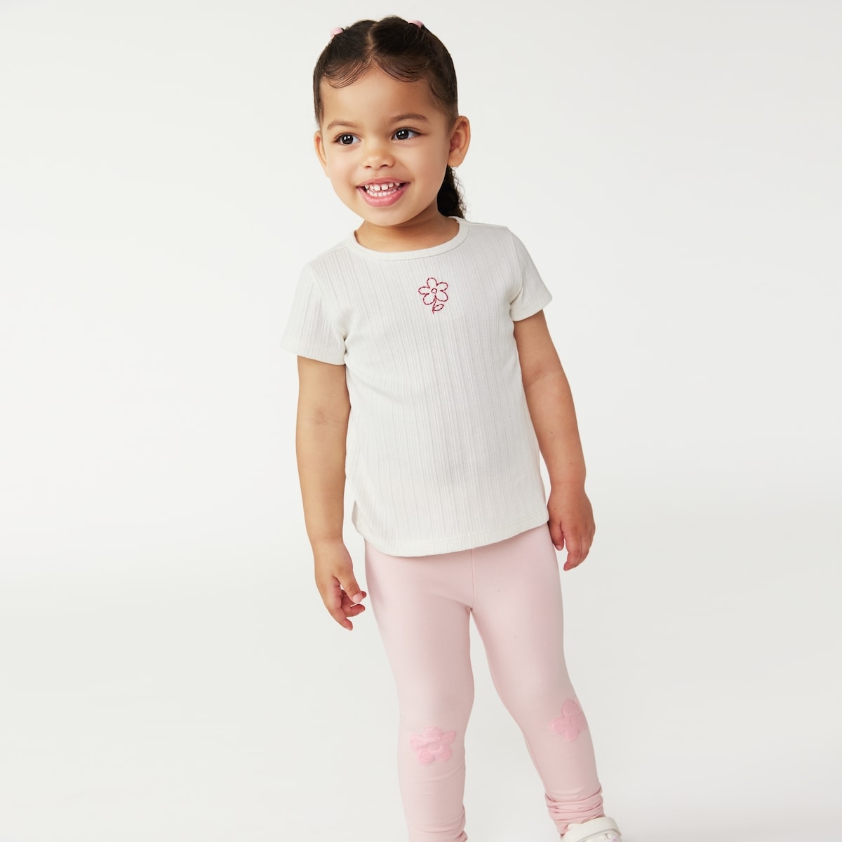 Toddler Girls' Embroidered Graphic T-Shirt - Off White