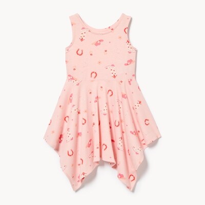 Toddler Girls' Printed Handkerchief Hem Dress - Pink
