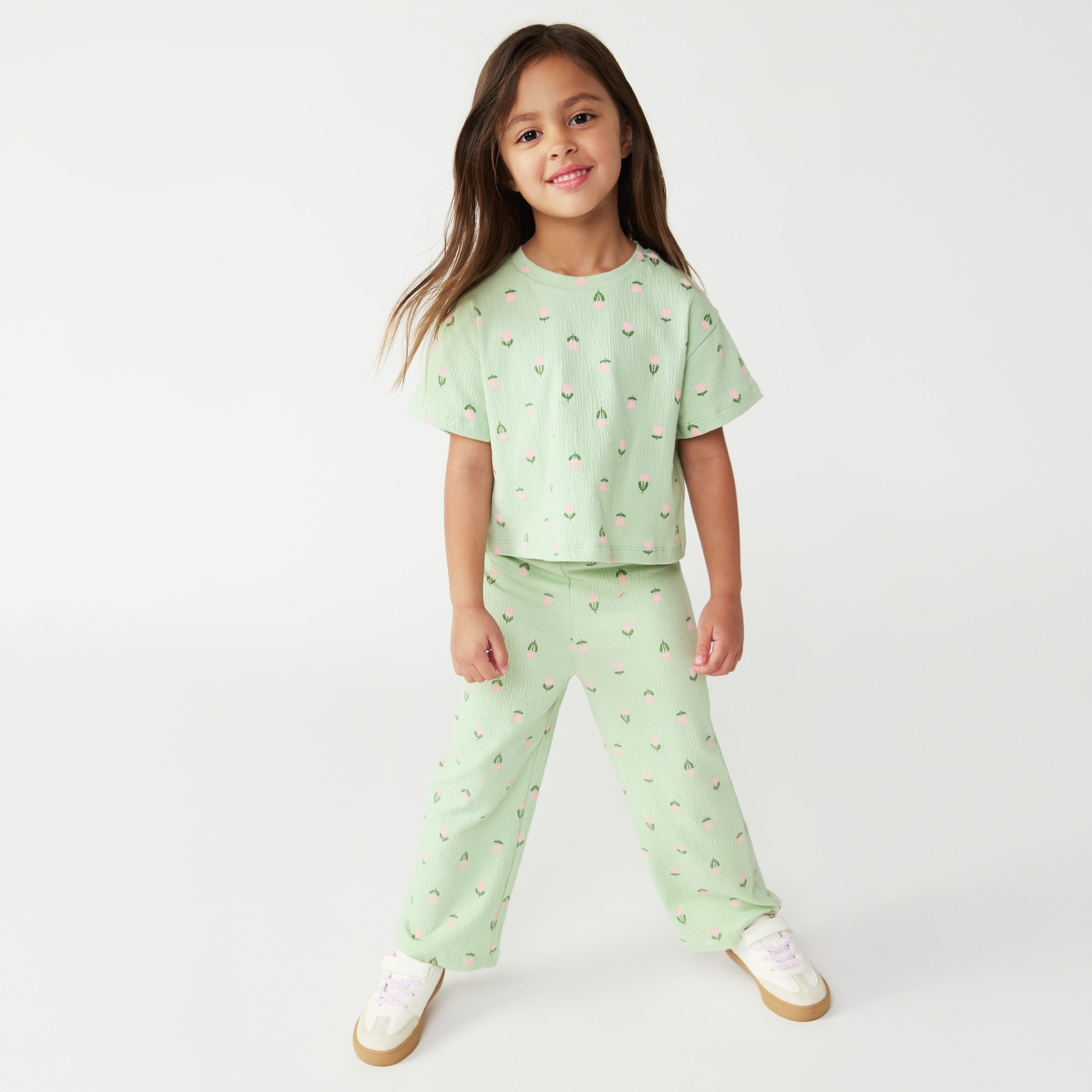 Toddler Girls' Crinkled Jersey T-Shirt in Dusty Green from Joe Fresh
