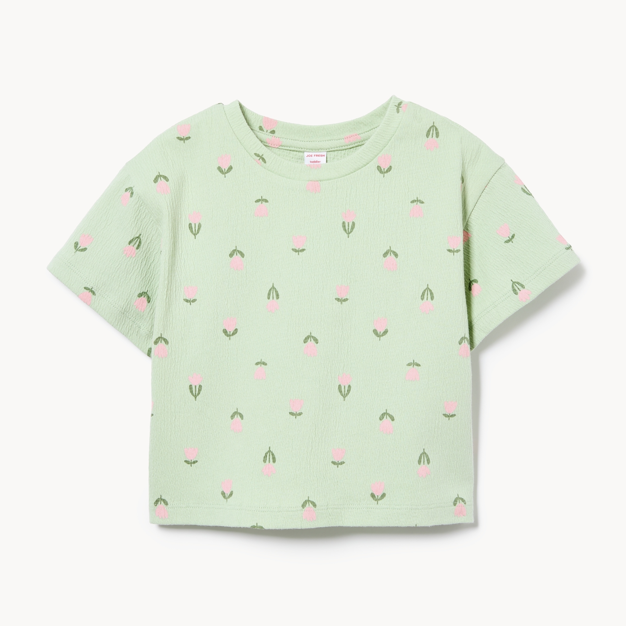 Toddler Girls' Crinkled Jersey T-Shirt in Dusty Green from Joe Fresh