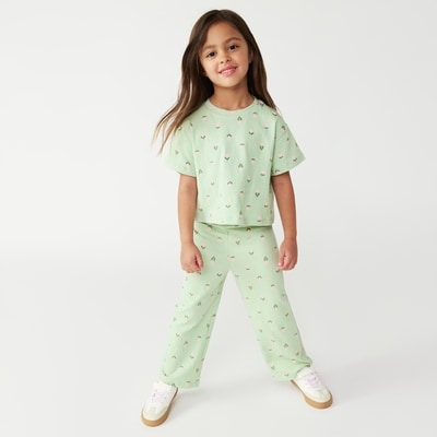 T-shirt en jersey froissé pour petites filles - VERT POUSSIEREUX