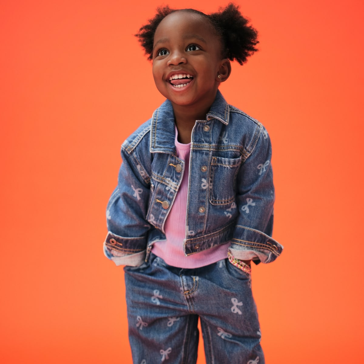 Veste en denim imprime pour filles - Vendanges Moyen