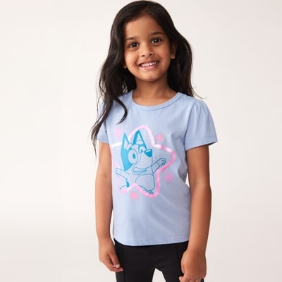 T-shirt Bluey pour petites filles - Bleu