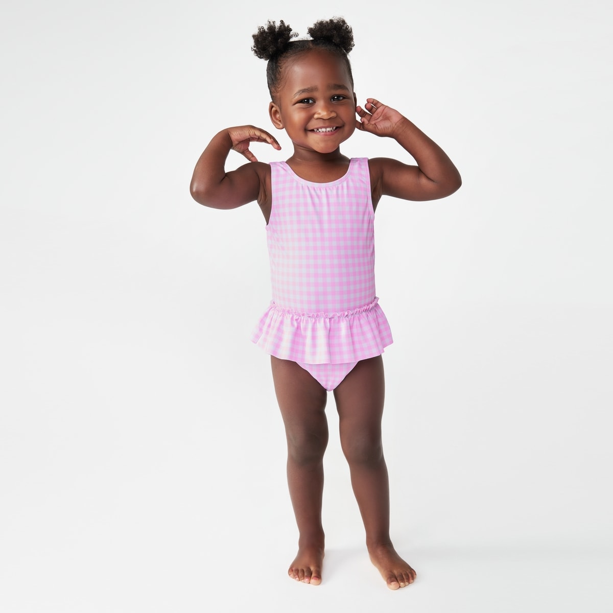 Toddler Girls' Ruffled 1-Piece Swimsuit - Light Neon Pink