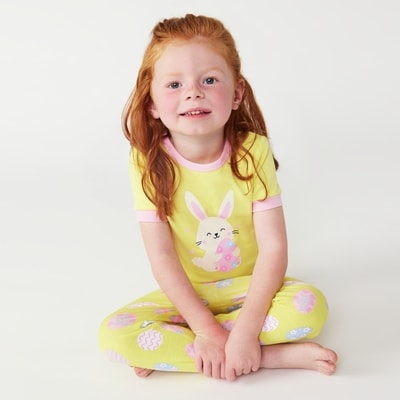 Pyjama imprimé 2 pièces pour petites filles - PASTEL JAUNE