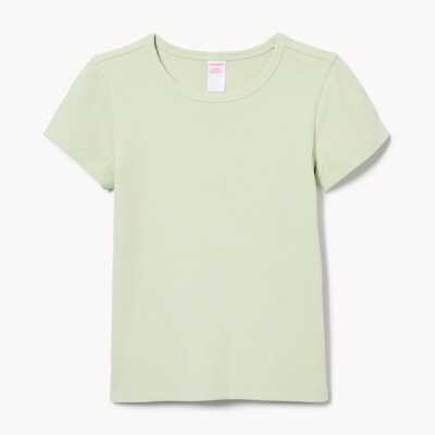 T-shirt côtelé pour petites filles - Vert Pâle