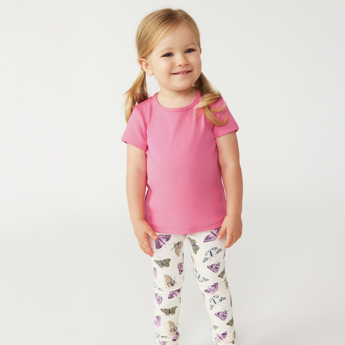 Toddler Girls' Ribbed T-Shirt - Light Fuchsia