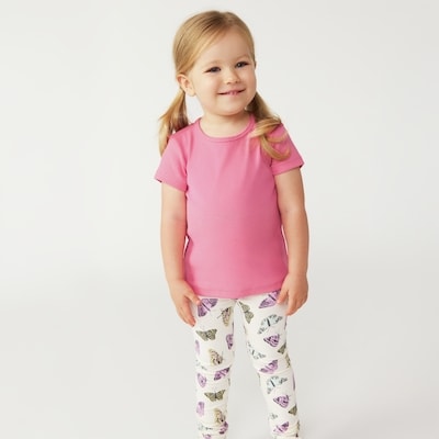 Toddler Girls' Ribbed T-Shirt - Light Fuchsia