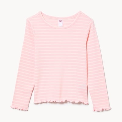 T-shirt rayé à manches longues pour petites filles - Rose