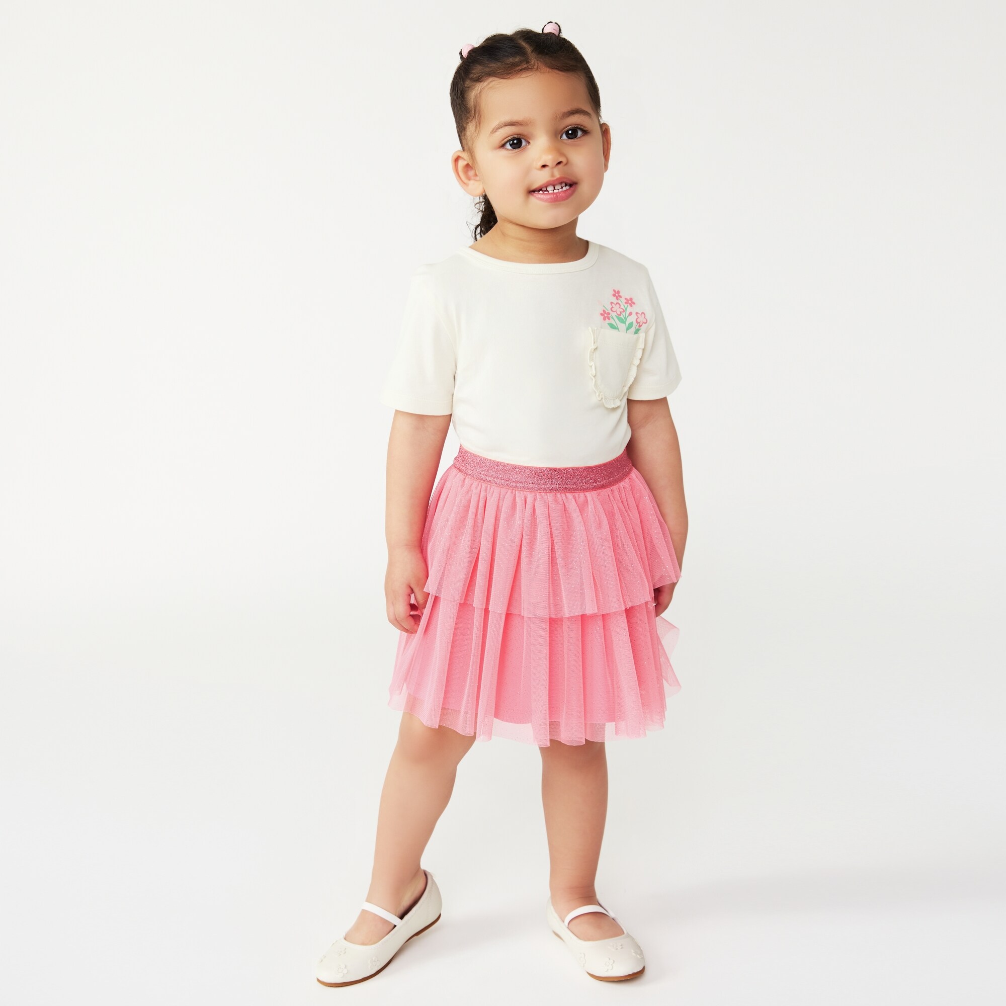 T-shirt à poche à volants pour petites filles
