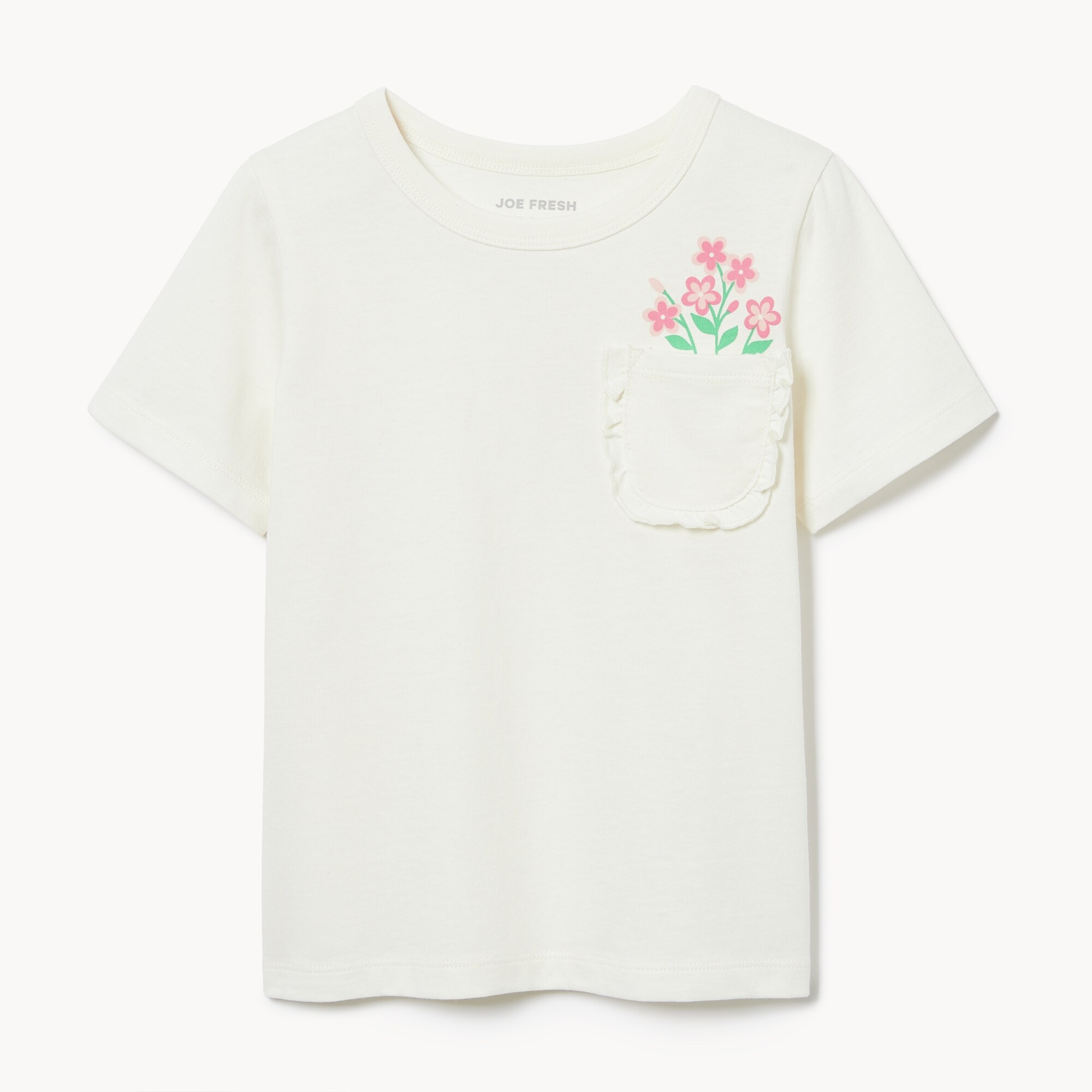 T-shirt à poche à volants pour petites filles