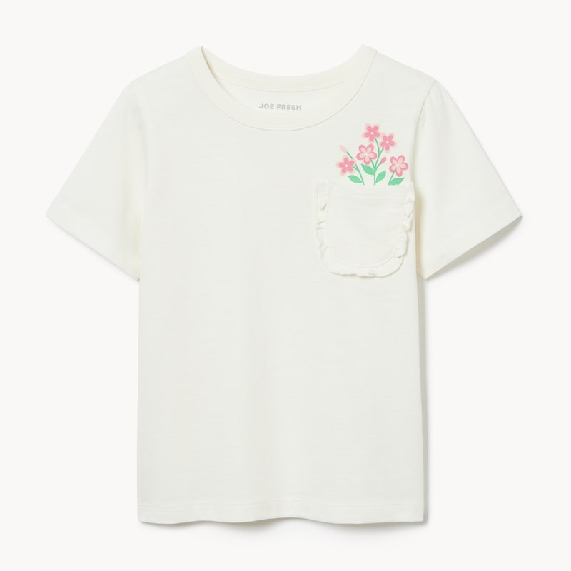 Toddler Girls' Ruffled Pocket T-Shirt