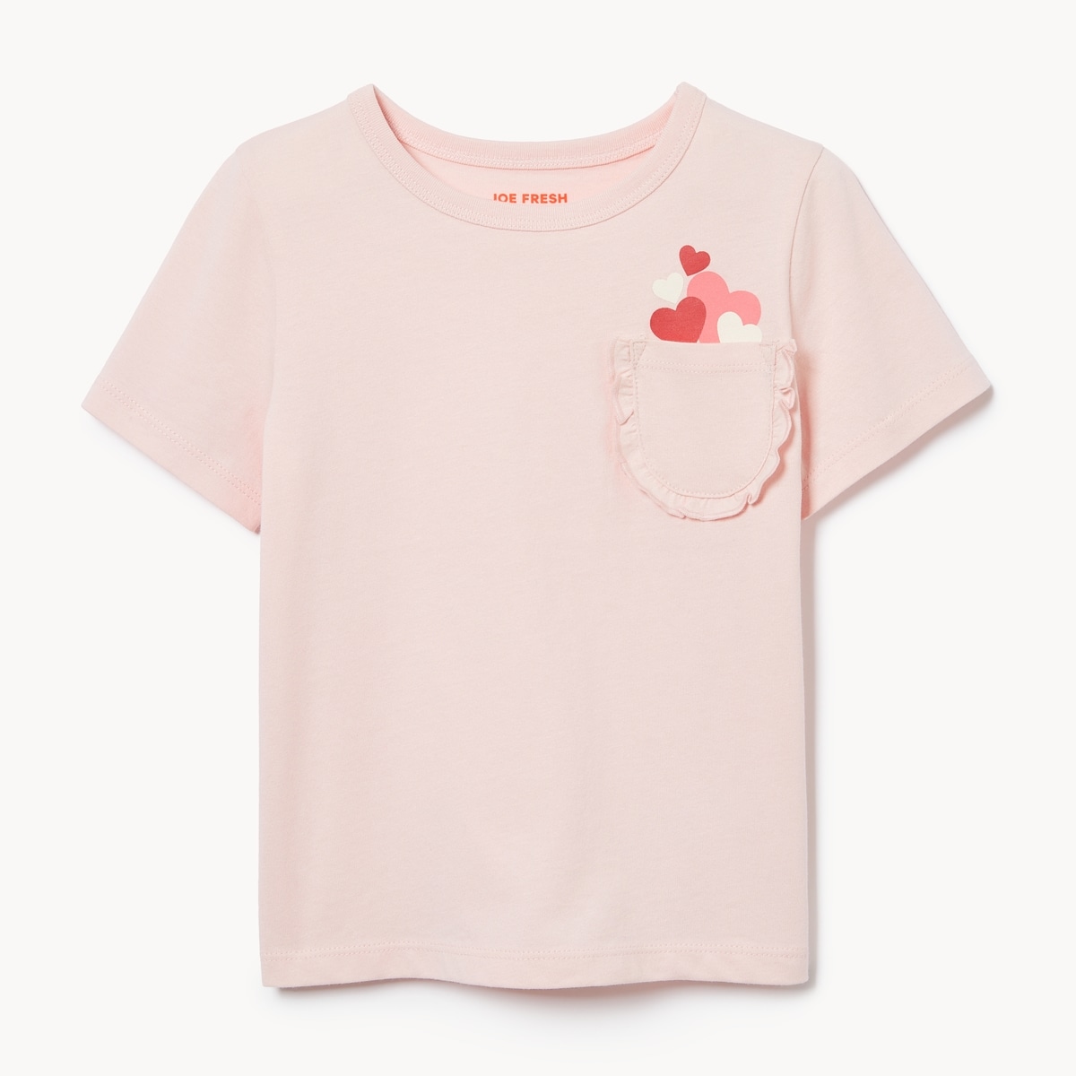 T-shirt poche volants pour petites filles - Rose
