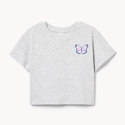 Toddler Girls' Crinkled Jersey T-Shirt - Pale Grey