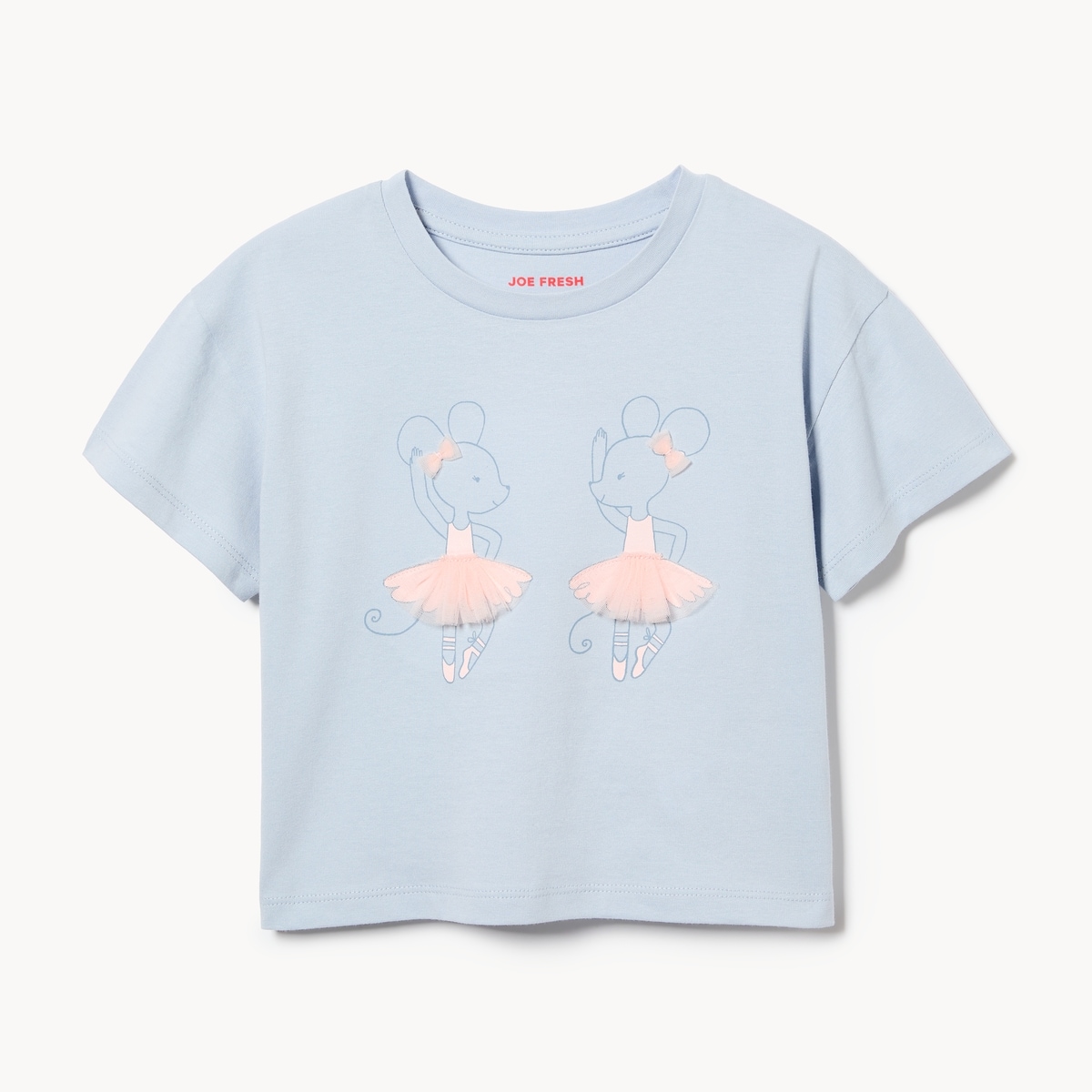 T-shirt imprim en tulle pour petites filles - Bleu Ple