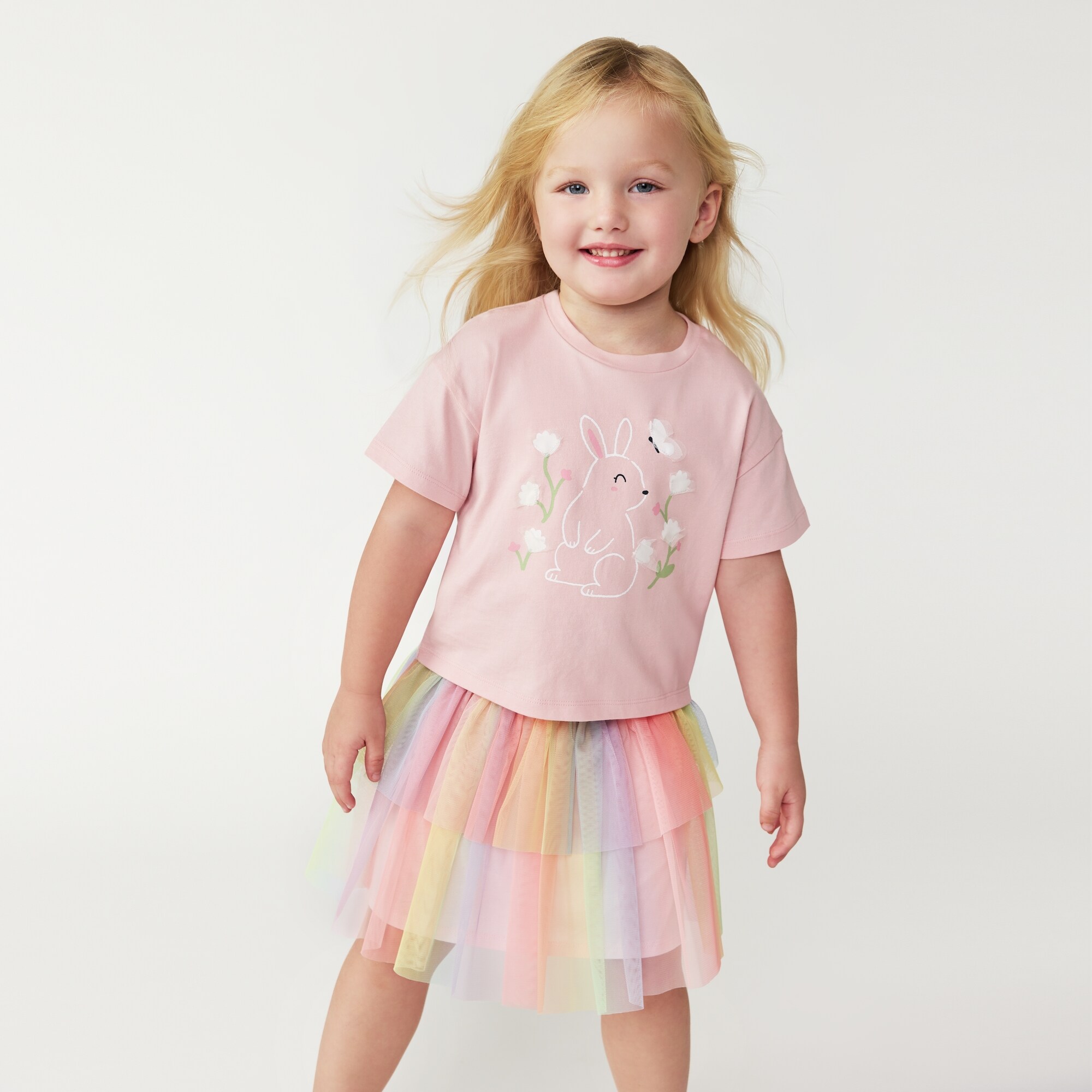 T-shirt imprimé en tulle pour petites filles